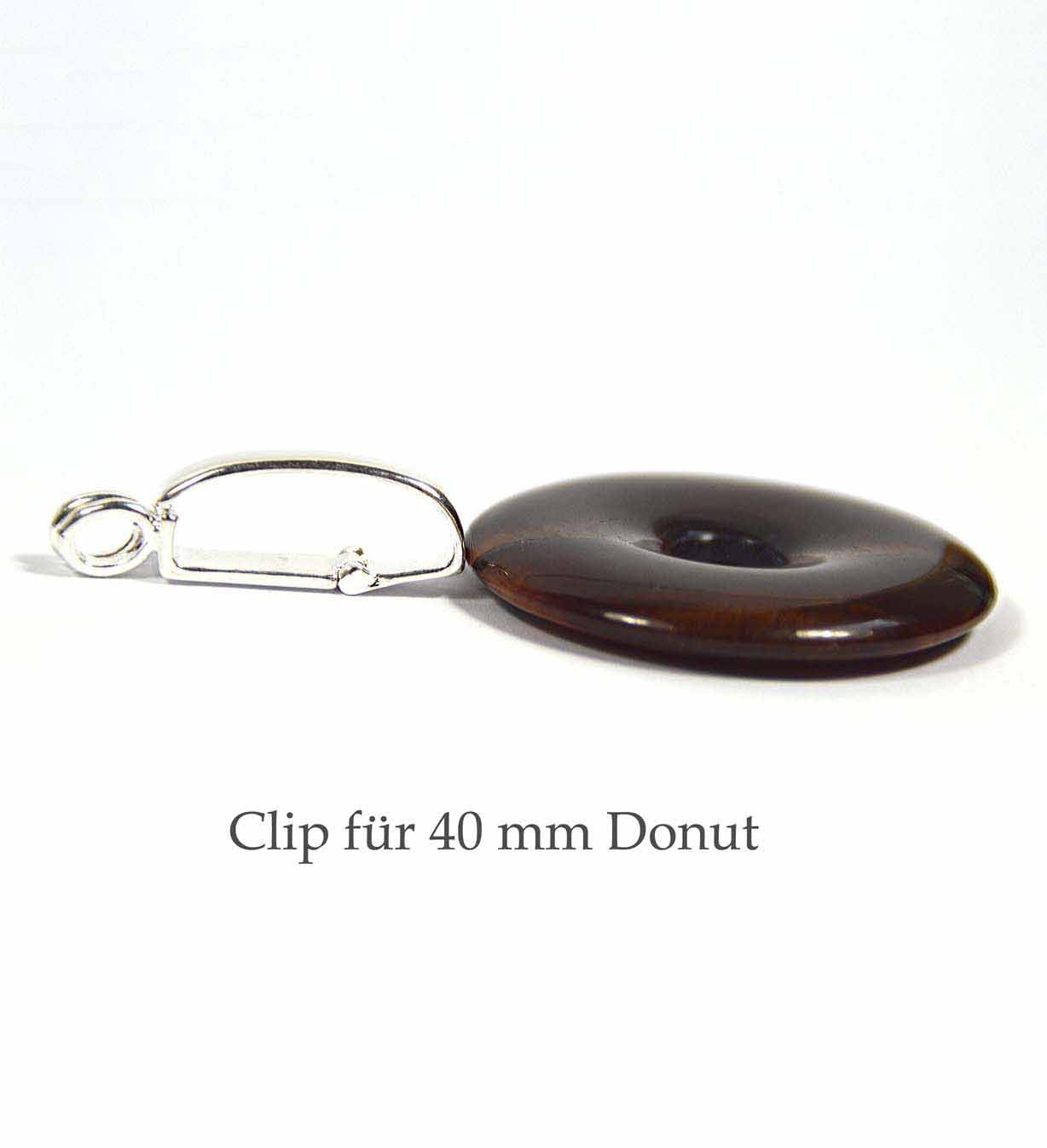 Donut-Halter Aus Messing Mit Bergkristall-Donut (40 Mm) - Versilbert & Mattiert