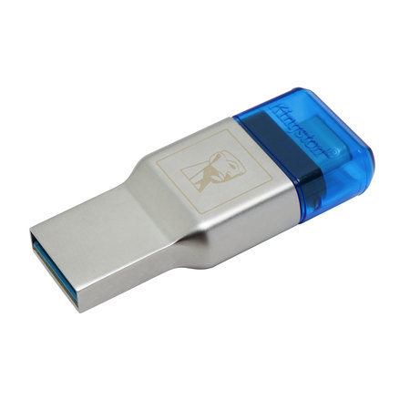 Kingston Kingston Technology MobileLite Duo 3C geheugenkaartlezer USB 3.2 Gen 1 (3.1 Gen 1) Type-A/Type-C Blauw, Zilver