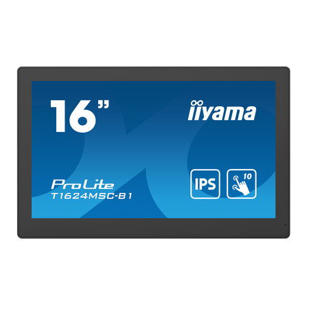 Iiyama iiyama T1624MSC-B1 beeldkrant Interactief flatscreen 39,6 cm (15.6") IPS 450 cd/m² Full HD Zwart Touchscreen 24/7
