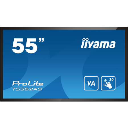 Iiyama iiyama T5562AS-B1 beeldkrant Interactief flatscreen 138,7 cm (54.6") VA 500 cd/m² 4K Ultra HD Zwart Touchscreen Type processor Android 8.0 24/7