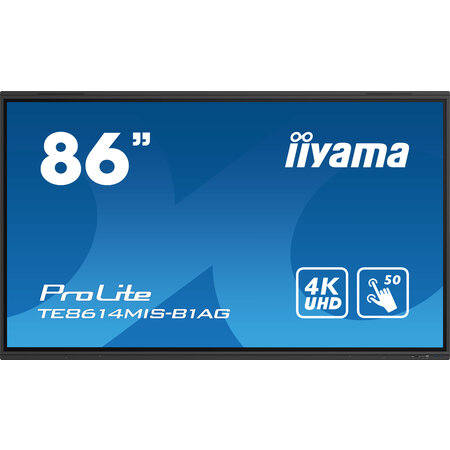 Iiyama iiyama TE8614MIS-B1AG beeldkrant Interactief flatscreen 2,17 m (85.6") LCD Wifi 435 cd/m² 4K Ultra HD Zwart Touchscreen Type processor Android 24/7