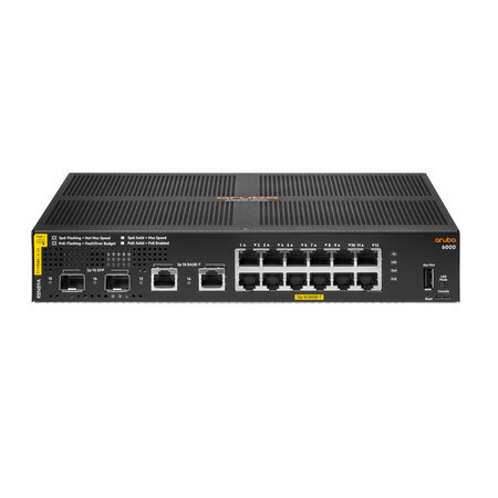 HP Enterprise Aruba 6000 12G Class4 PoE 2G/2SFP 139W Managed L3 Gigabit Ethernet (10/100/1000) Power over Ethernet (PoE) 1U