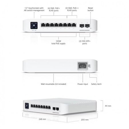 Ubiquiti Ubiquiti UniFi USW-PRO-8-POE netwerk-switch Managed L2/L3 Gigabit Ethernet (10/100/1000) Power over Ethernet (PoE) 1U Wit