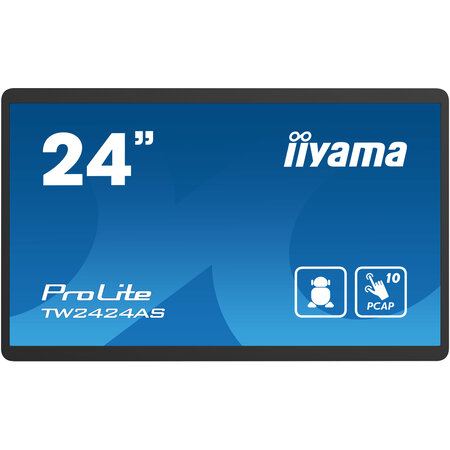Iiyama iiyama TW2424AS-B1 beeldkrant Digitale signage flatscreen 60,5 cm (23.8") Wifi 250 cd/m² 4K Ultra HD Zwart Touchscreen Type processor Android 24/7