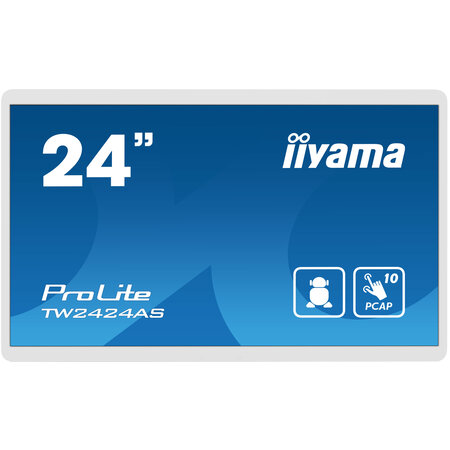 Iiyama iiyama TW2424AS-W1 beeldkrant Digitale signage flatscreen 60,5 cm (23.8") Wifi 250 cd/m² 4K Ultra HD Zwart Touchscreen Type processor Android 24/7