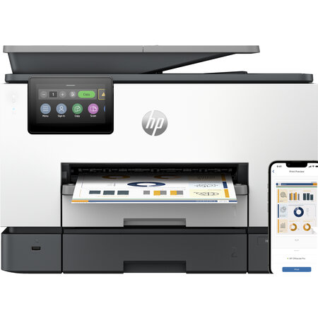 Hewlett & Packard INC. HP OfficeJet Pro 9130b All-in-One printer, Kleur, Printer voor Kleine en middelgrote ondernemingen, Printen, kopiëren, scannen, faxen, Draadloos; Printen vanaf telefoon of tablet; Automatische documentinvoer; Dubbelzijdig printen; Dubbelzijdig scannen; S
