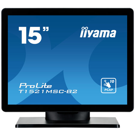 Iiyama iiyama ProLite T1521MSC-B2 computer monitor 38,1 cm (15") 1024 x 768 Pixels XGA LED Touchscreen Tafelblad Zwart