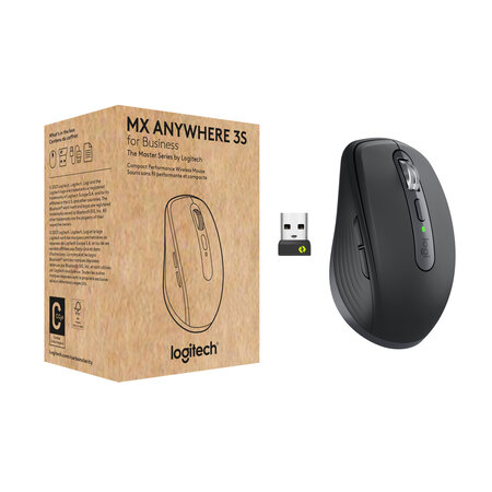 Logitech Logitech MX Anywhere 3S for Business muis Rechtshandig RF-draadloos + Bluetooth Laser 8000 DPI