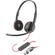 POLY Blackwire 3220 Stereo USB-C Headset + USB-C/A adapter