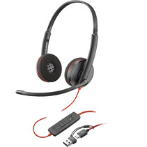 POLY Blackwire 3220 Stereo USB-C Headset + USB-C/A adapter