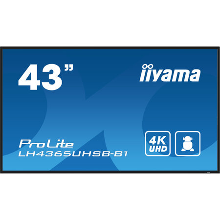 Iiyama iiyama LH4365UHSB-B1 beeldkrant Kiosk-ontwerp 108 cm (42.5") LED Wifi 800 cd/m² 4K Ultra HD Zwart Type processor Android 11 24/7