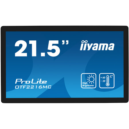 Iiyama iiyama OTF2216MC-B1 beeldkrant Digitale signage flatscreen 55,9 cm (22") LCD 1100 cd/m² Full HD Zwart Touchscreen