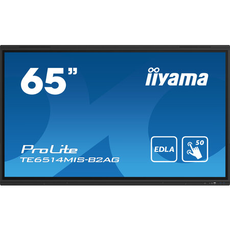Iiyama iiyama PROLITE TE6514MIS-B2AG Digitale signage flatscreen 165,1 cm (65") LCD Wifi 435 cd/m² 4K Ultra HD Zwart Touchscreen Type processor Android 24/7