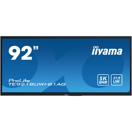 Iiyama iiyama TE9218UWI-B1AG beeldkrant Interactief flatscreen 2,32 m (91.5") LED Wifi 500 cd/m² 5K Ultra HD Zwart Touchscreen Type processor Android 16/7