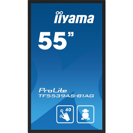 Iiyama iiyama TF5539AS-B1AG beeldkrant Digitale signage flatscreen 138,7 cm (54.6") LED 500 cd/m² 4K Ultra HD Zwart Touchscreen Type processor Android 24/7
