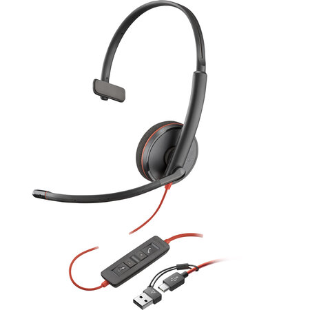 Hewlett & Packard INC. POLY Blackwire 3210 Monaural USB-C Headset + USB-C/A adapter
