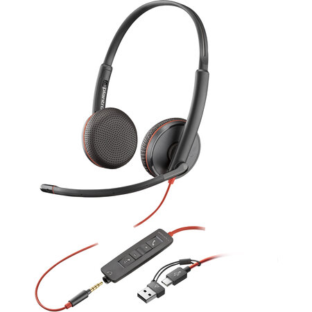 Hewlett & Packard INC. POLY Blackwire 3225 Stereo USB-C Headset + 3,5 mm plug + USB-C/A adapter