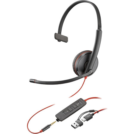 Hewlett & Packard INC. POLY Blackwire 3215 Monaural USB-C Headset + 3,5 mm plug + USB-C/A adapter