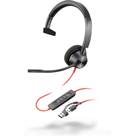 Hewlett & Packard INC. POLY Blackwire 3310 Monaural Microsoft Teams Certified USB-C Headset + USB-C/A adapter