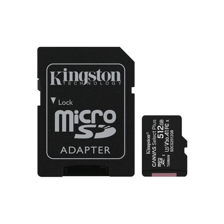Kingston Kingston Technology 512GB micSDXC Canvas Select Plus 100R A1 C10 kaart + ADP
