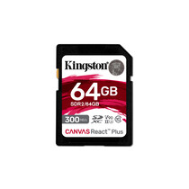 Kingston Technology 64GB Canvas React Plus SDHC UHS-II 300R/260W U3 V90 voor Full HD/4K/8K
