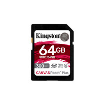 Kingston Technology 64GB Canvas React Plus SDHC UHS-II 300R/260W U3 V90 voor Full HD/4K/8K
