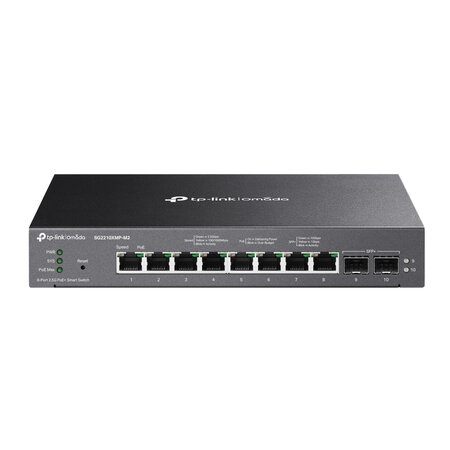 TP LINK TP-Link Omada SG2210XMP-M2 netwerk-switch Managed L2/L2+ 2.5G Ethernet (100/1000/2500) Power over Ethernet (PoE) Bureaublad-/wandmontage Zwart