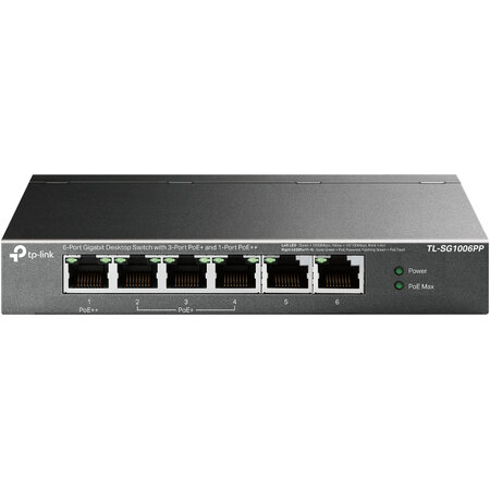 TP LINK TP-Link TL-SG1006PP netwerk-switch Unmanaged Gigabit Ethernet (10/100/1000) Power over Ethernet (PoE) Grijs