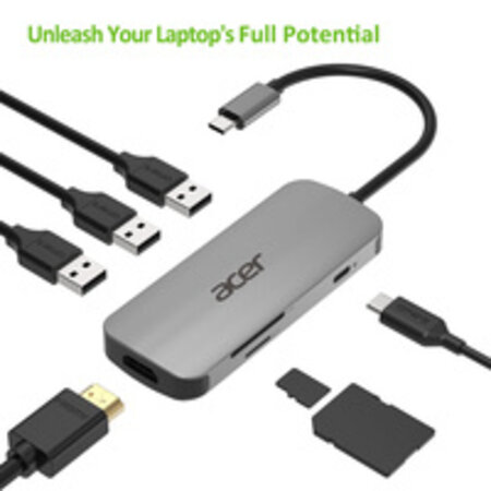 Acer Acer HP.DSCAB.008 laptop dock & poortreplicator Bedraad USB 3.2 Gen 2 (3.1 Gen 2) Type-C Zilver