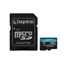 Kingston Technology 256GB microSDXC Canvas Go! Plus Gen4 200MB/s A2 U3 V30 kaart + adapter