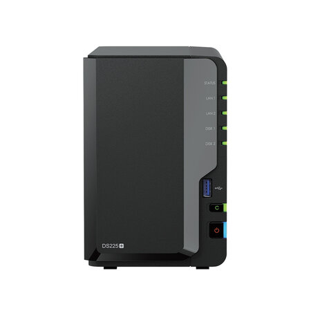 Synology Synology DS225+ 2 Bay NAS Desktop Intel® Celeron® J4125 2 GB DDR4 Synology DSM Zwart