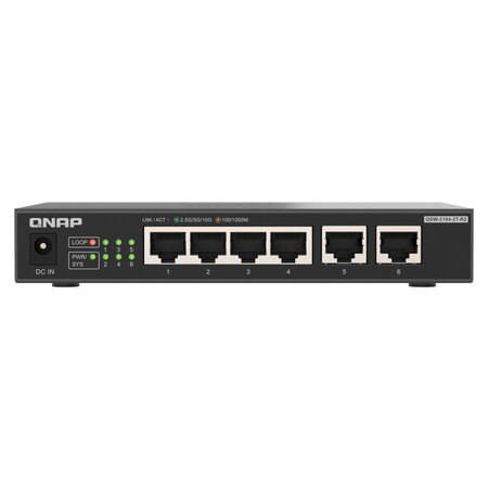 QNAP QNAP QSW-2104-2T-R2 netwerk-switch Unmanaged 10G Ethernet (100/1000/10000) Desktop Zwart