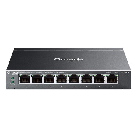 TP LINK TP-Link Omada ES208GP netwerk-switch Managed L2 Gigabit Ethernet (10/100/1000) Power over Ethernet (PoE) DIN rail Zwart