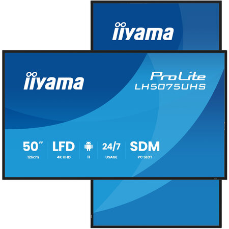 Iiyama iiyama LH5075UHS-B2AG beeldkrant Digitale signage flatscreen 125,7 cm (49.5") LCD Wifi 500 cd/m² 4K Ultra HD Zwart Type processor Android 11 24/7