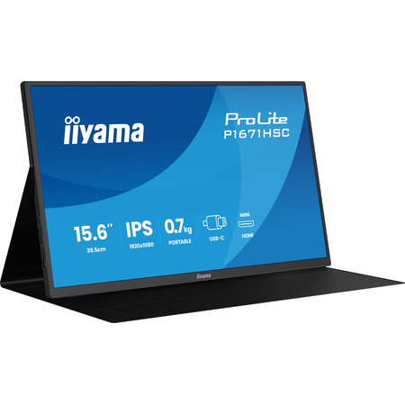 Iiyama iiyama ProLite P1671HSC-B1 computer monitor 39,6 cm (15.6") 1920 x 1080 Pixels Full HD LED Zwart