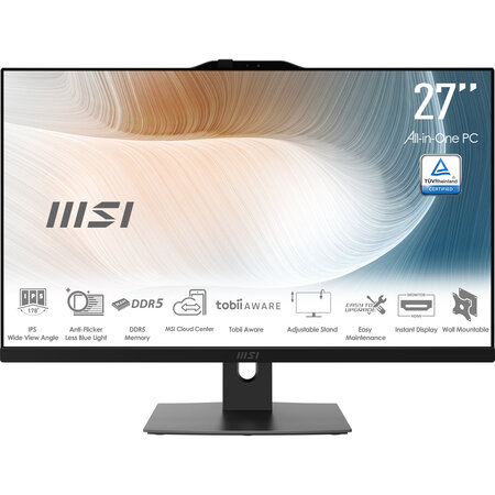 MSI MSI Modern AM272P 1M-845EU All-in-One PC/workstation Intel Core 7 150U 68,6 cm (27") 1920 x 1080 Pixels Alles-in-één-pc 16 GB DDR5-SDRAM 1 TB SSD Windows 11 Pro Wi-Fi 6E (802.11ax) Zwart