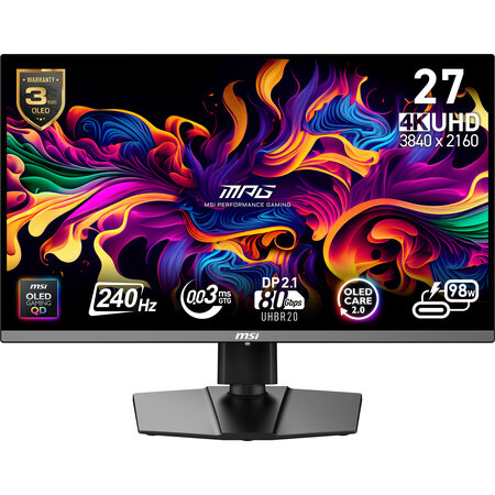 MSI MSI MPG 272URX QD-OLED computer monitor 67,3 cm (26.5") 3840 x 2160 Pixels 4K Ultra HD Zwart