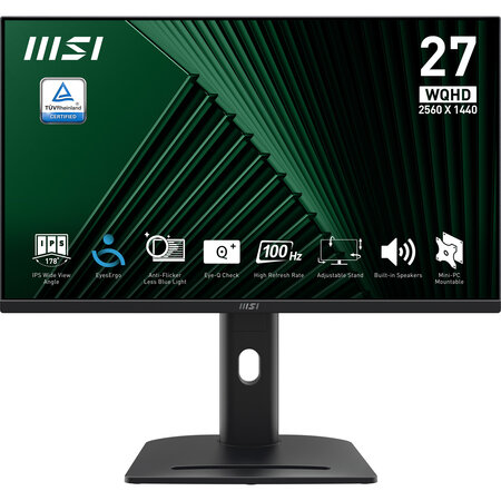 MSI MSI Pro MP275QPG computer monitor 68,6 cm (27") 2560 x 1440 Pixels Wide Quad HD LCD Zwart