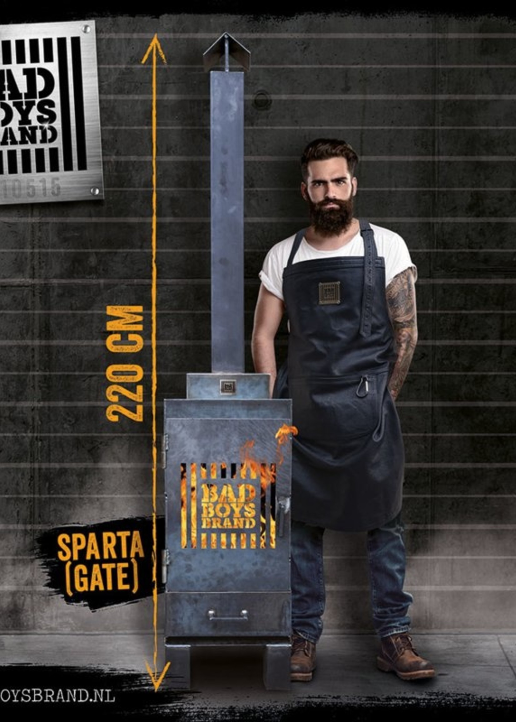 Bad Boys Brand Sparta Gate - Fireplace 220 cm - BadBoys Fire 220 cm - Steel - 100% Made in Jail