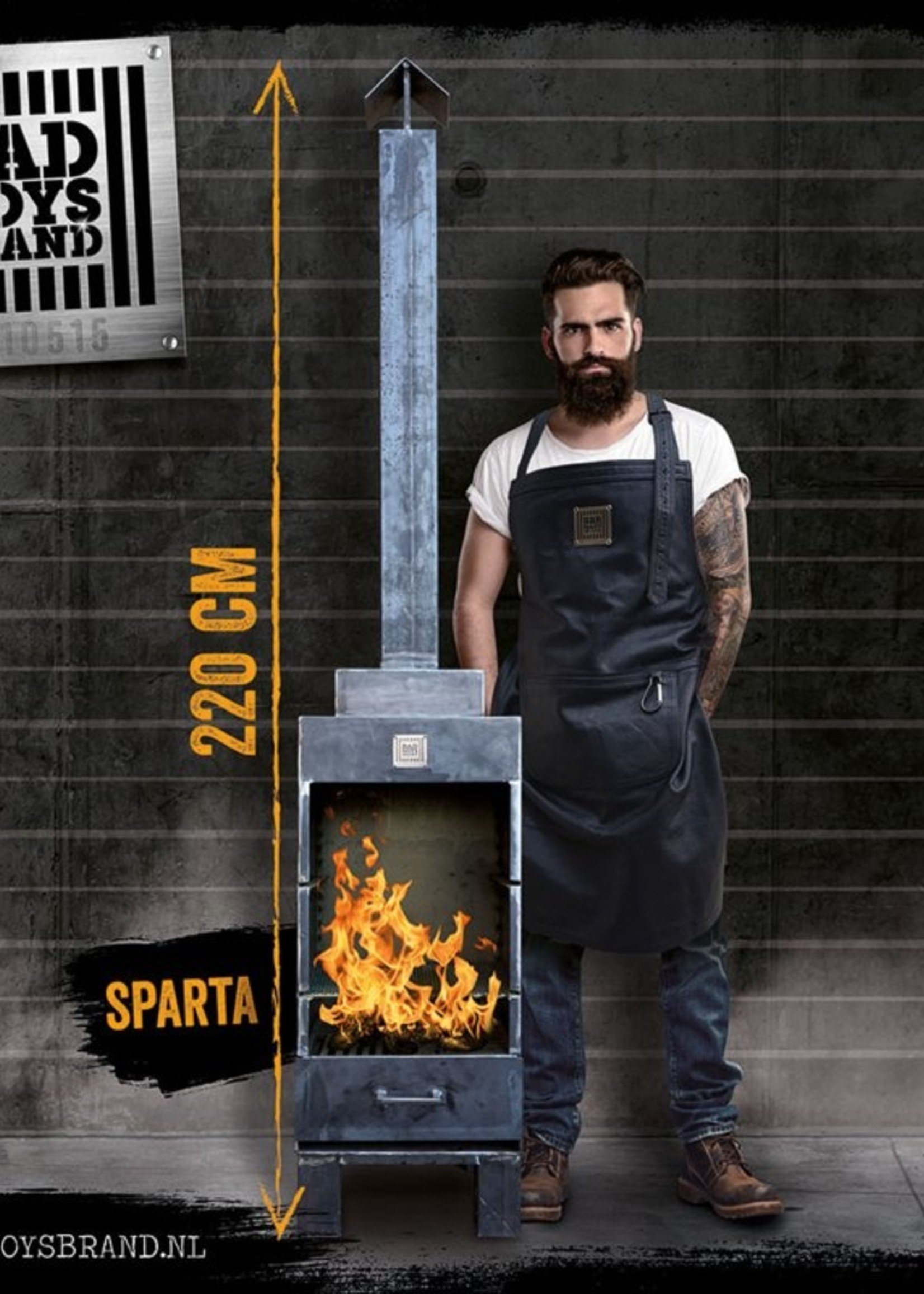 Bad Boys Brand Sparta - Gartenkamin 220 cm - BadBoys Fire - Stahl - 100% Made in Jail