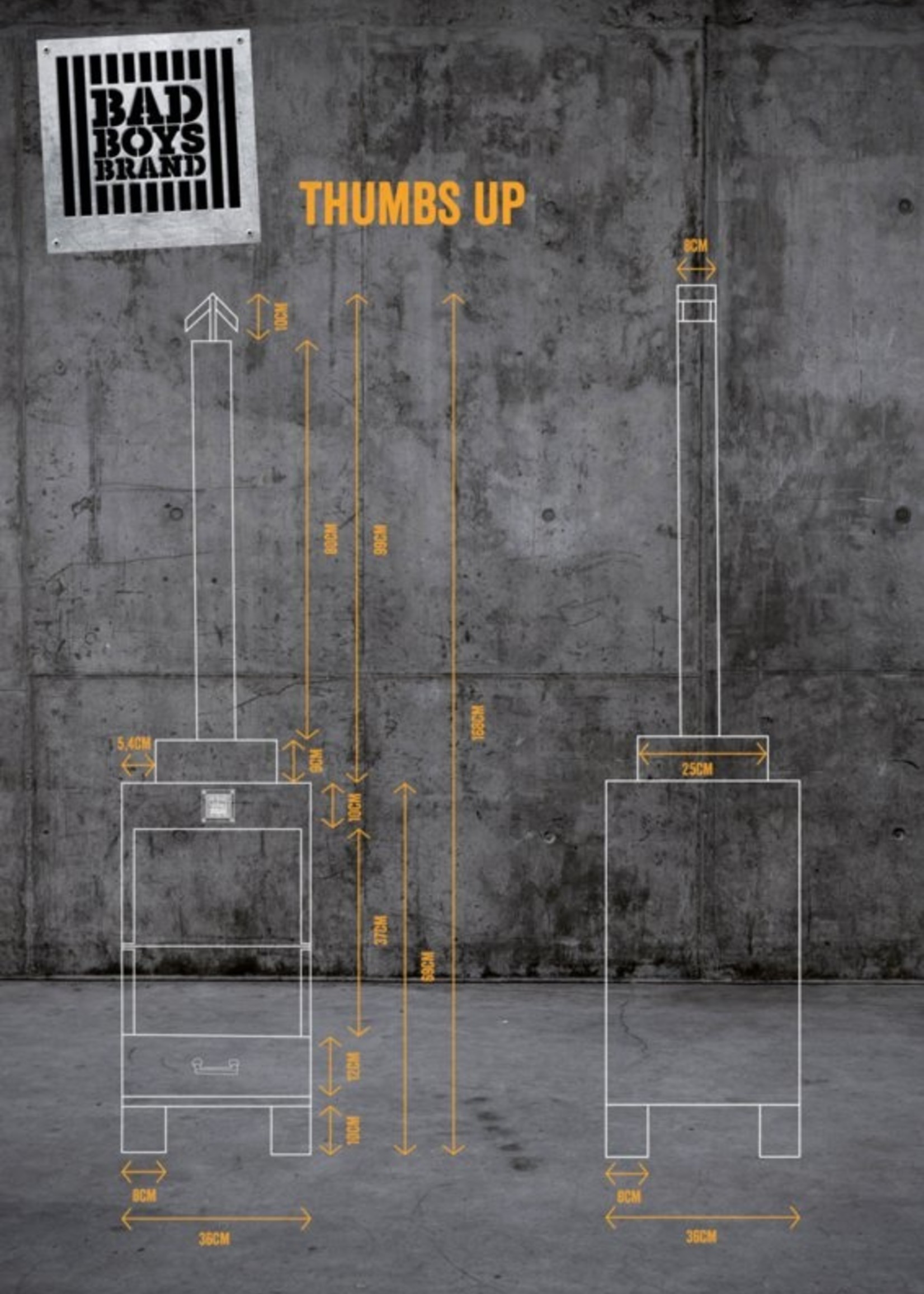 Bad Boys Brand Thumbs Up - Tuinhaard - BadBoysBrand Made in Jail - 168cm - staal - 100% Made in jail