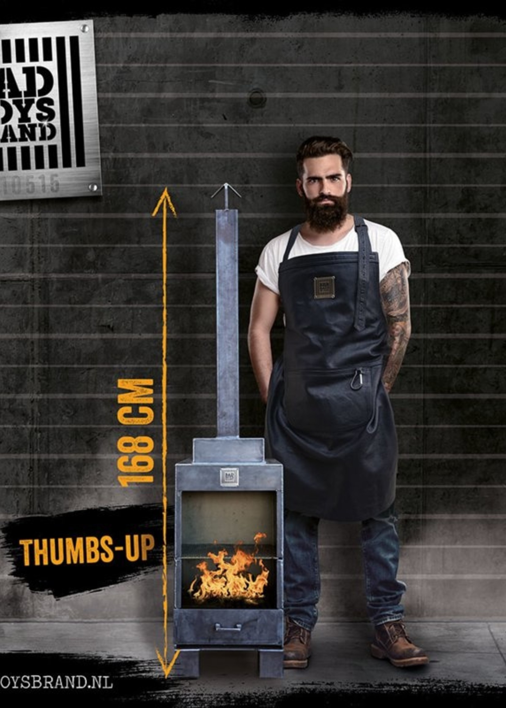 Bad Boys Brand Thumbs Up - Außenkamin - BadBoys Fire Made in Jail - 168cm - Stahl - 100% Made in Jail