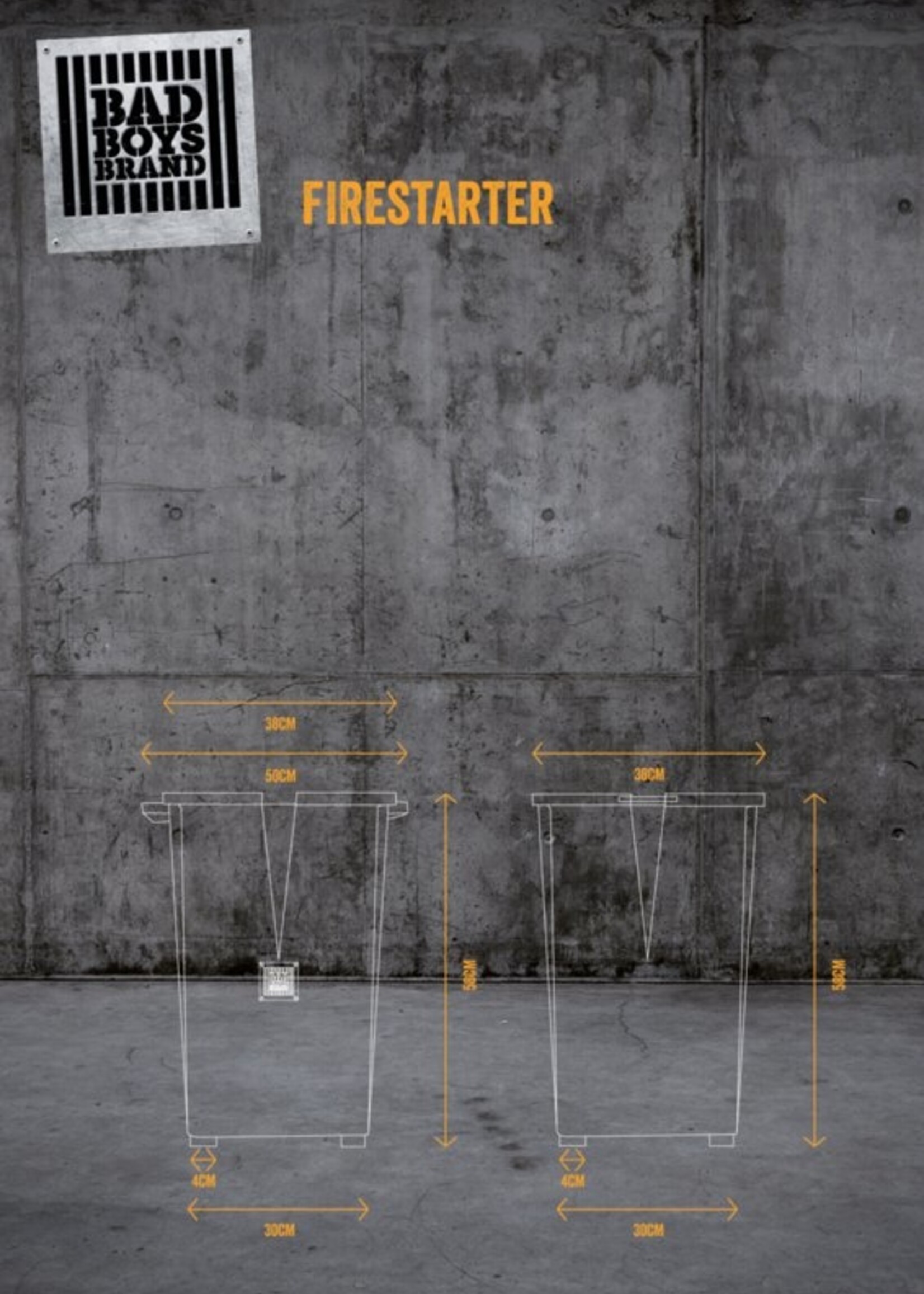 Bad Boys Brand Firestarter RAW - Feuerstelle 12 KG - BadBoys Fire - Stahl - 100% Made in Jail