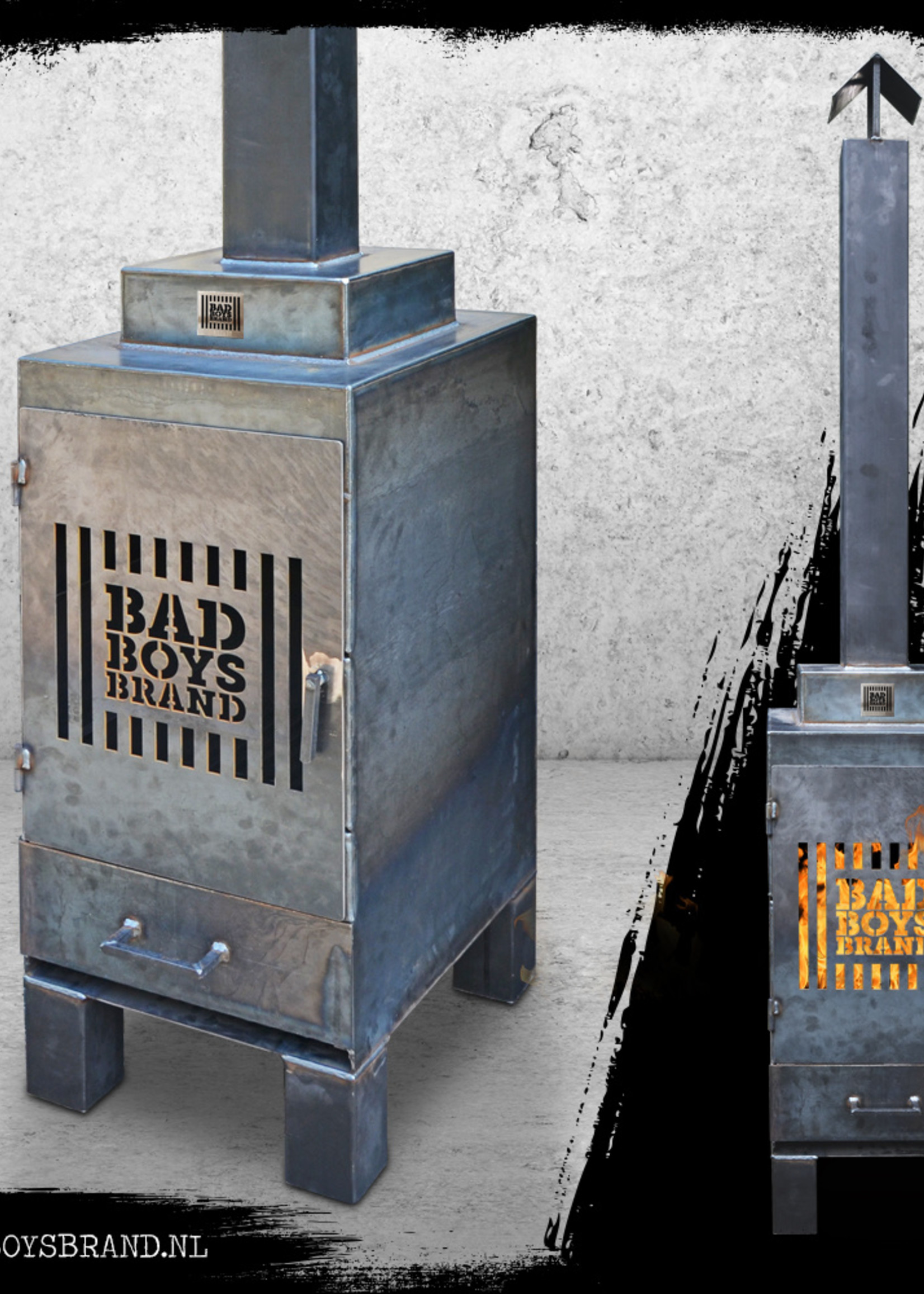 Bad Boys Brand Sparta Gate - Fireplace 220 cm - BadBoys Fire 220 cm - Steel - 100% Made in Jail