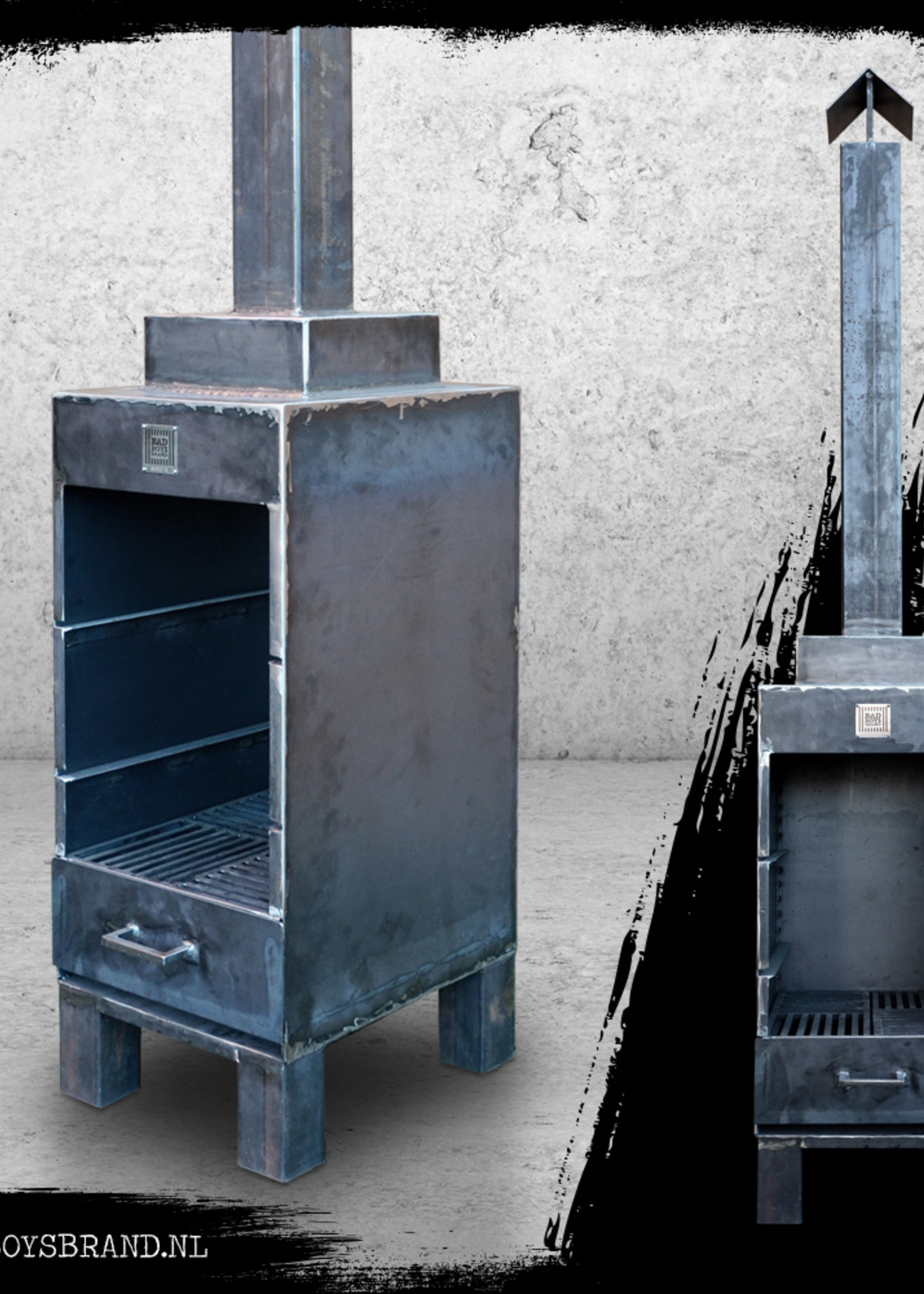 Bad Boys Brand Sparta - Garden fireplace 220 cm - BadBoys Fire - Steel - 100% Made in Jail