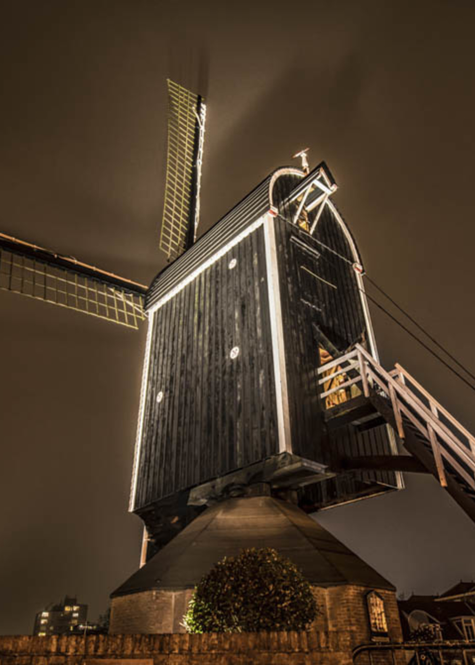 Frans van Steijn Wall photo "Misty Windmill" Aluminum on Dibond 120 cm