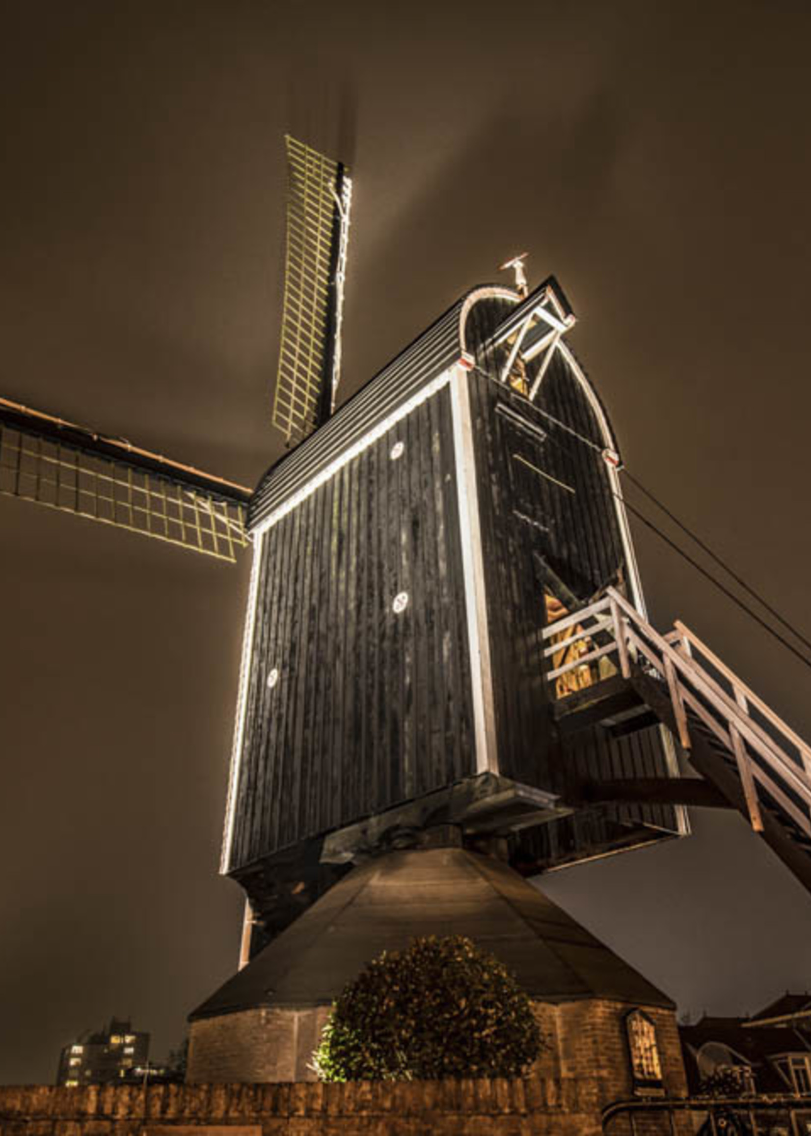 Frans van Steijn Wandfoto "Misty Windmill" Aluminium auf Dibond 120 cm