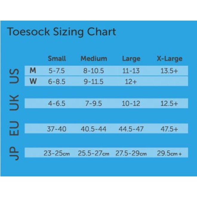 Injinji Toe Socks Size Chart