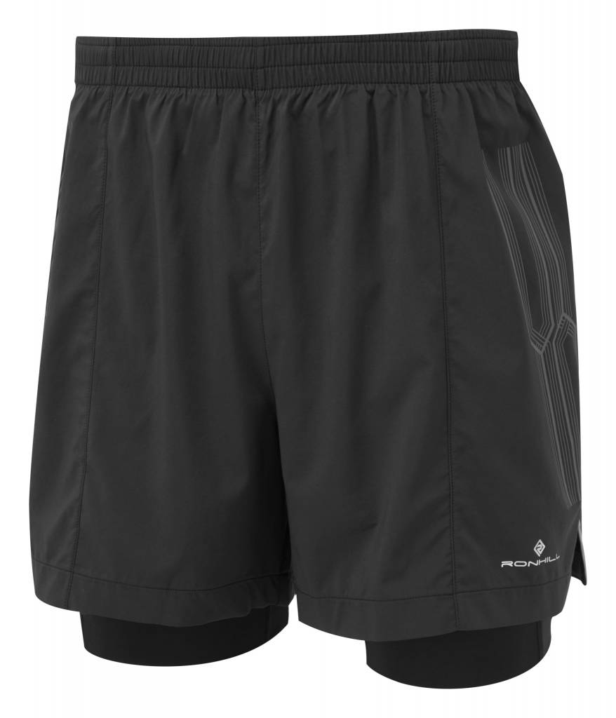 Ron Hill Infinity Marathon Twin Short Zwart Hardloopshorts Heren ron hill kopen in de aanbieding