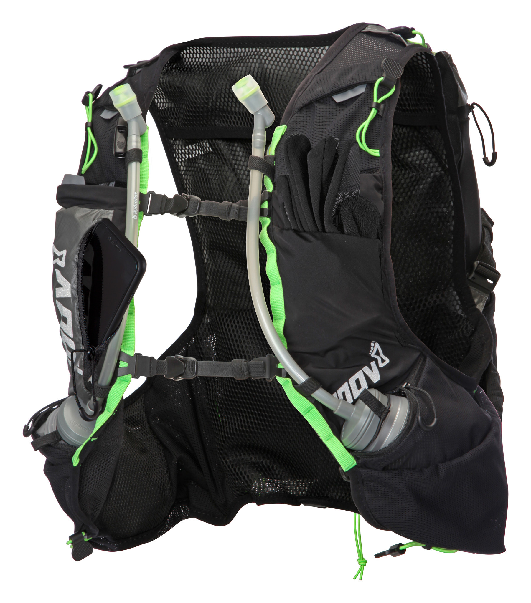 Black Green Sports Breathable Inov8 Mens Race Ultra Pro 2 in 1 Running Vest